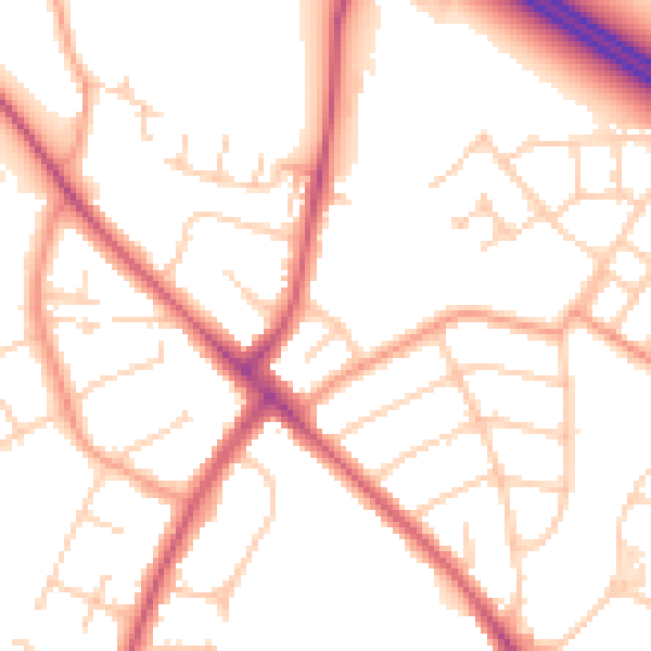 Daytime road noise heatmap for OX3 0AZ