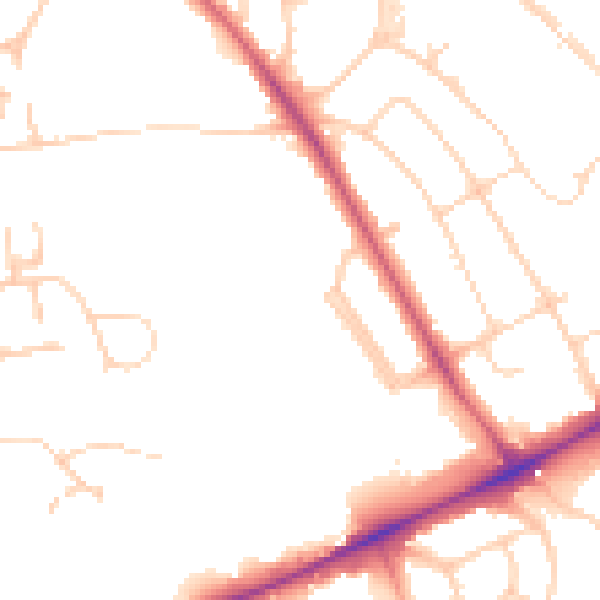Daytime road noise heatmap for OX3 0BZ