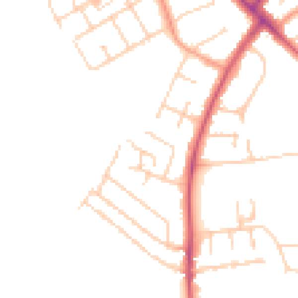 Daytime road noise heatmap for OX3 0DZ