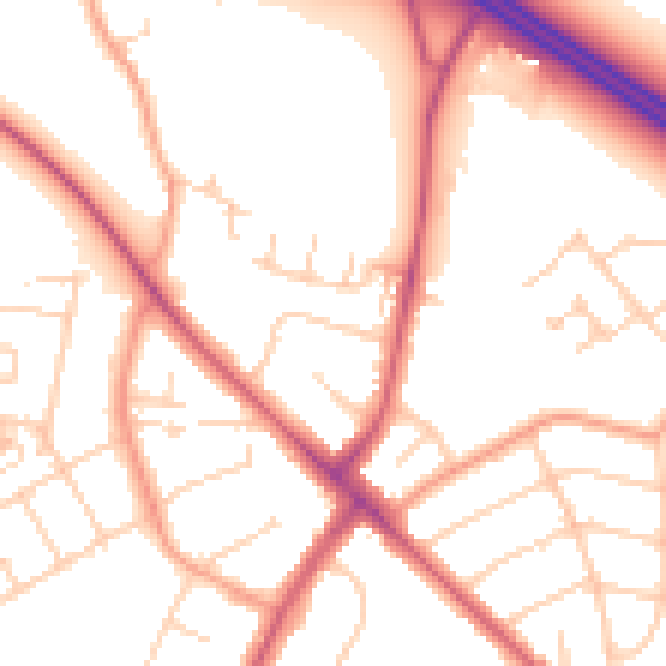 Daytime road noise heatmap for OX3 0NN