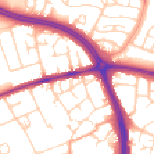 Daytime road noise heatmap for OX3 8DB