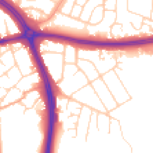 Daytime road noise heatmap for OX3 8HS