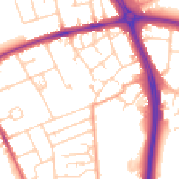 Daytime road noise heatmap for OX3 8JS