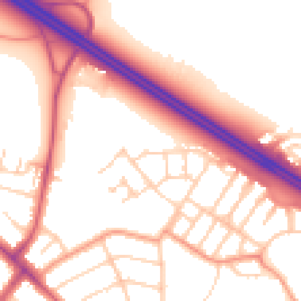 Daytime road noise heatmap for OX3 9QW