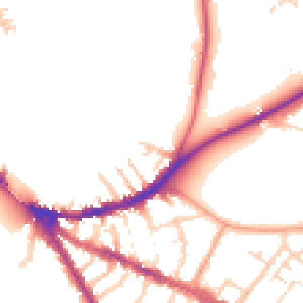 Daytime road noise heatmap for OX4 1BX