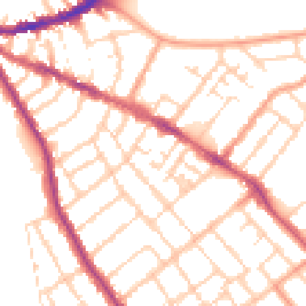 Daytime road noise heatmap for OX4 1QW