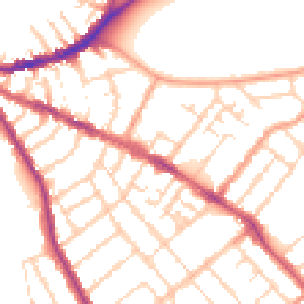 Daytime road noise heatmap for OX4 1UT