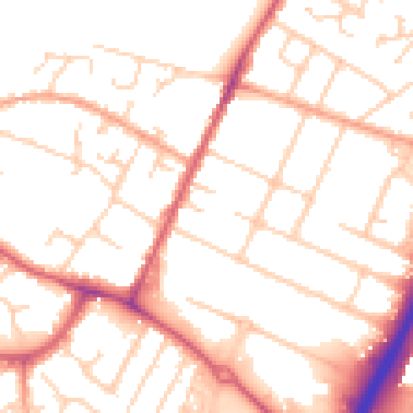 Daytime road noise heatmap for OX4 2NB