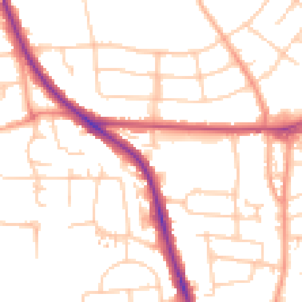 Daytime road noise heatmap for OX4 3ND