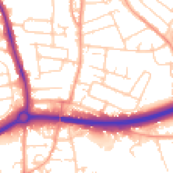 Daytime road noise heatmap for OX4 3UD