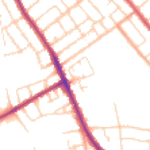 Daytime road noise heatmap for OX4 4AJ