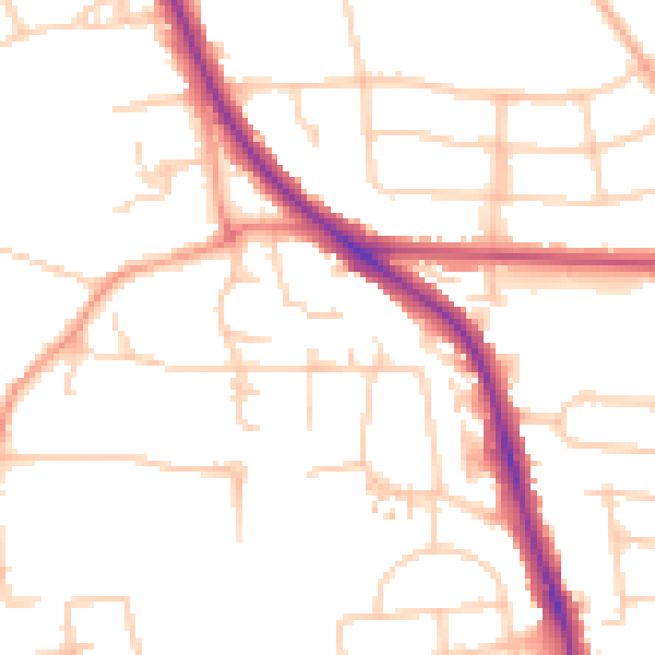 Daytime road noise heatmap for OX4 4DN