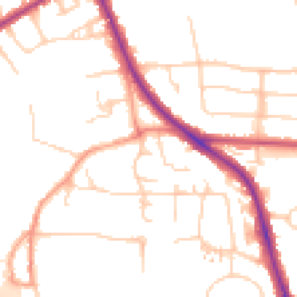 Daytime road noise heatmap for OX4 4DS