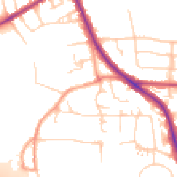 Daytime road noise heatmap for OX4 4DY
