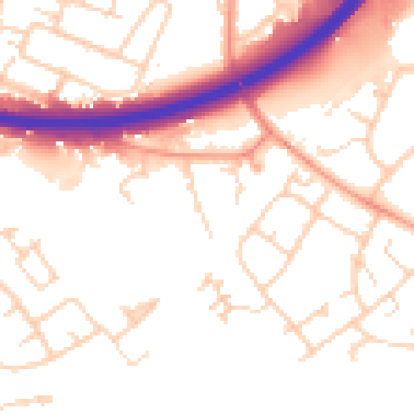 Daytime road noise heatmap for OX4 6LF