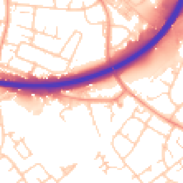 Daytime road noise heatmap for OX4 6NN