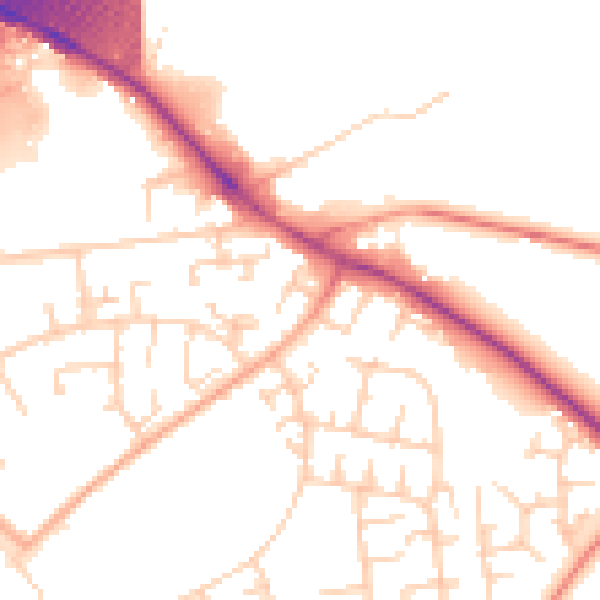 Daytime road noise heatmap for OX4 6TA