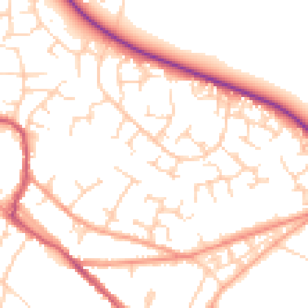 Daytime road noise heatmap for OX9 3XU