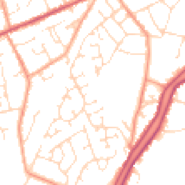 Daytime road noise heatmap for PE11 2GW