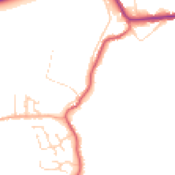 Daytime road noise heatmap for PE14 0AB