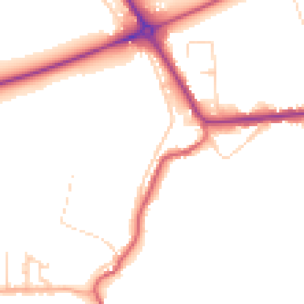 Daytime road noise heatmap for PE14 0DA