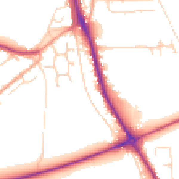 Daytime road noise heatmap for PE14 0DF
