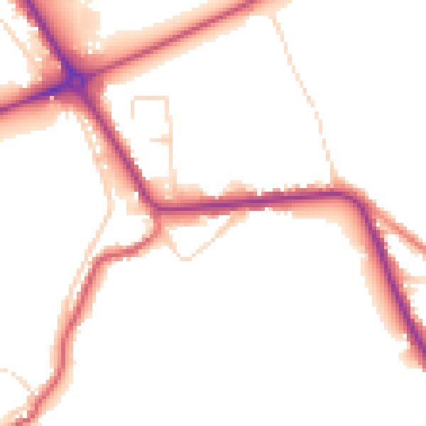 Daytime road noise heatmap for PE14 0DN