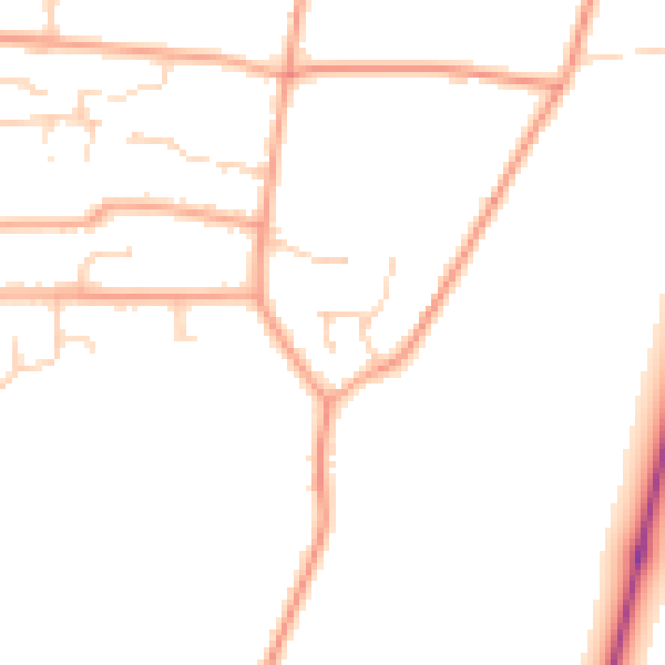 Daytime road noise heatmap for PE14 7BS