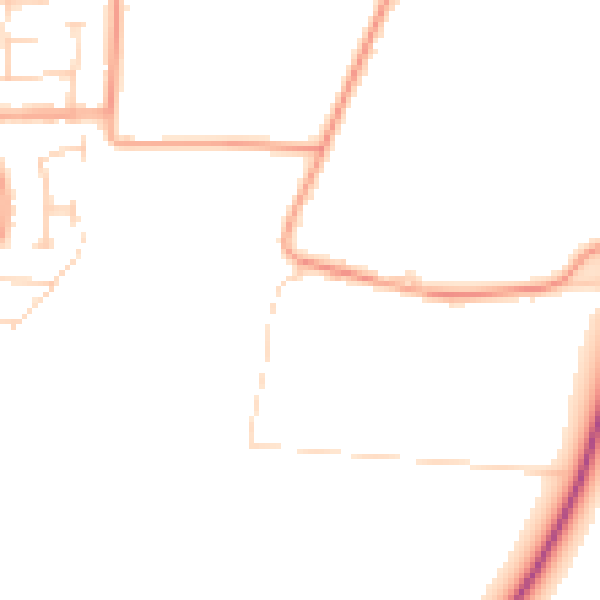 Daytime road noise heatmap for PE14 7BW