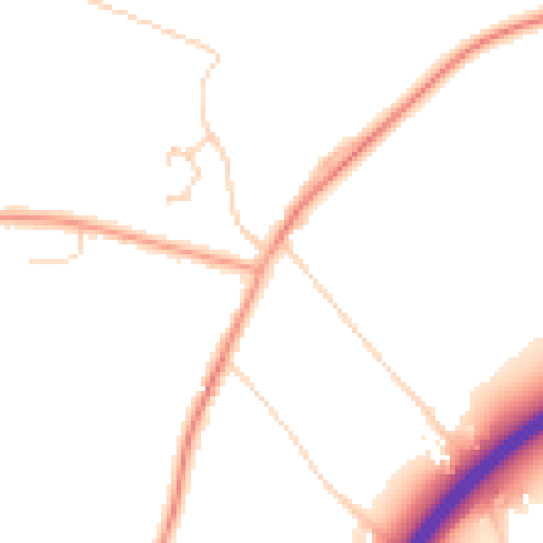 Daytime road noise heatmap for PE14 7DE