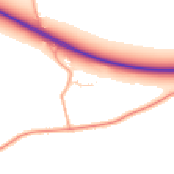 Daytime road noise heatmap for PE14 7NA