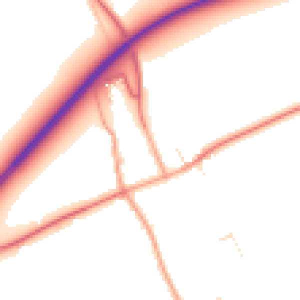 Daytime road noise heatmap for PE14 7QJ