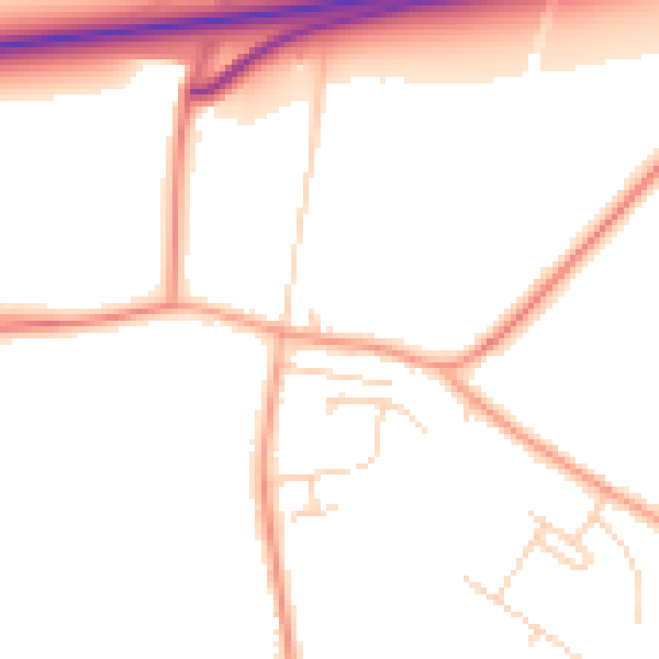 Daytime road noise heatmap for PE14 7RR