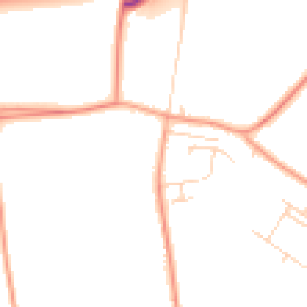 Daytime road noise heatmap for PE14 7SE