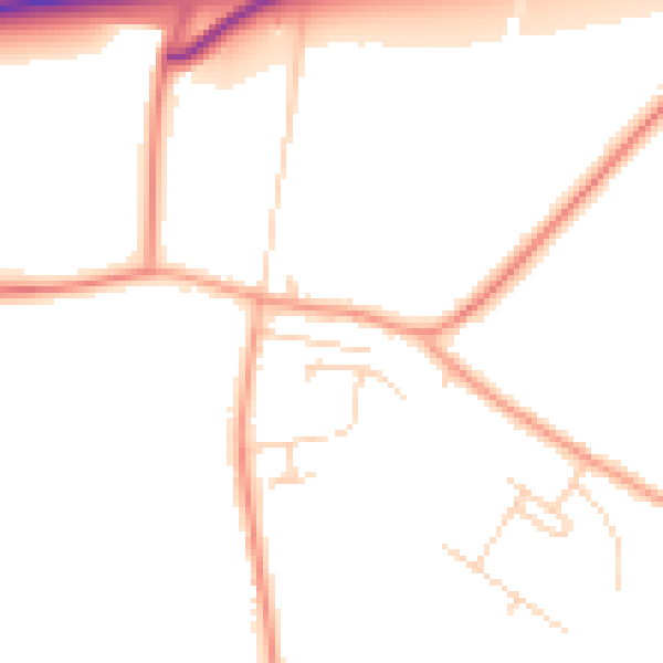 Daytime road noise heatmap for PE14 7TA
