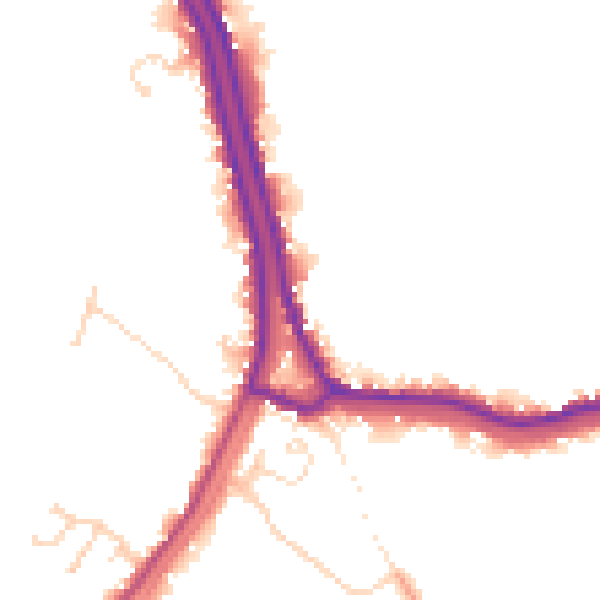 Daytime road noise heatmap for PE14 8PA