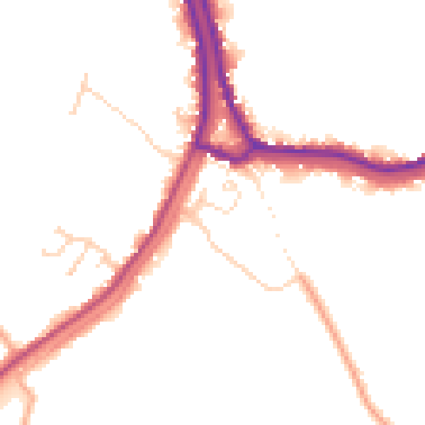 Daytime road noise heatmap for PE14 8QY