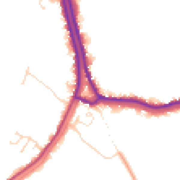 Daytime road noise heatmap for PE14 8RG