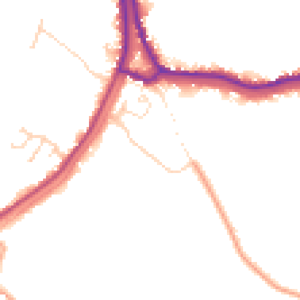Daytime road noise heatmap for PE14 8RL