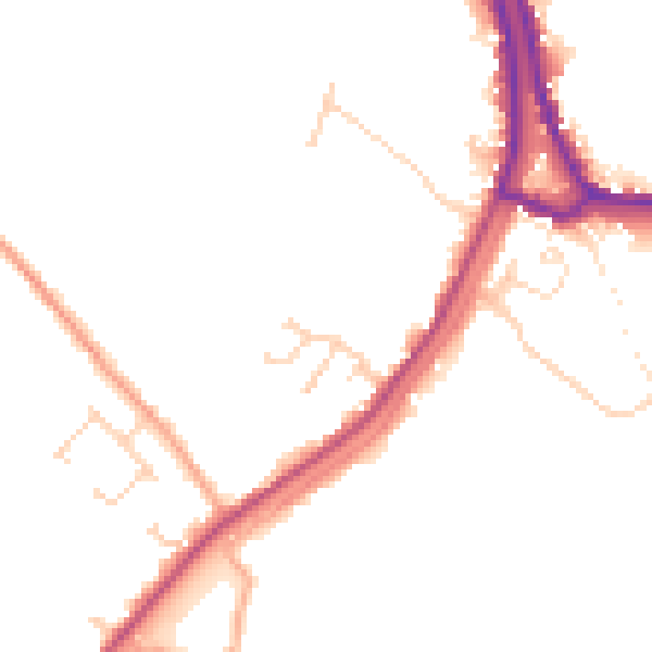 Daytime road noise heatmap for PE14 8RN