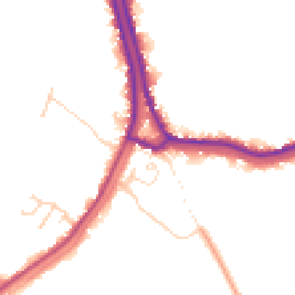 Daytime road noise heatmap for PE14 8RQ