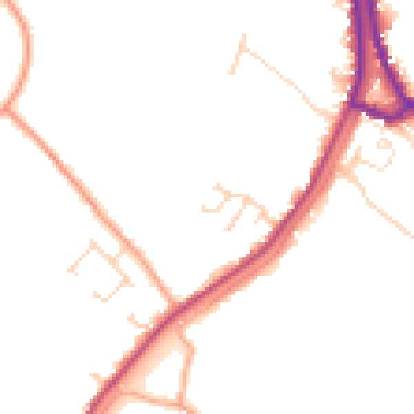 Daytime road noise heatmap for PE14 8RW