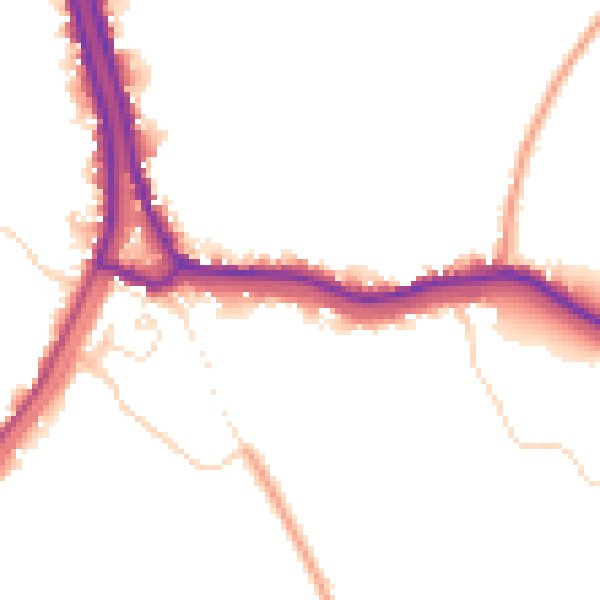 Daytime road noise heatmap for PE14 8SD