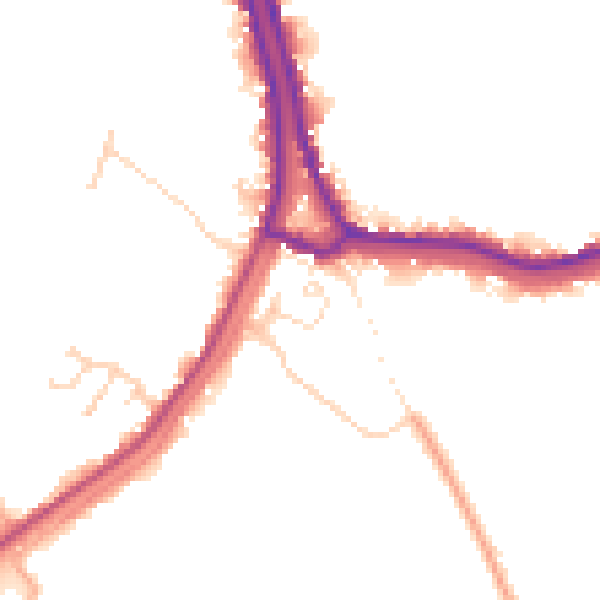 Daytime road noise heatmap for PE14 8SJ
