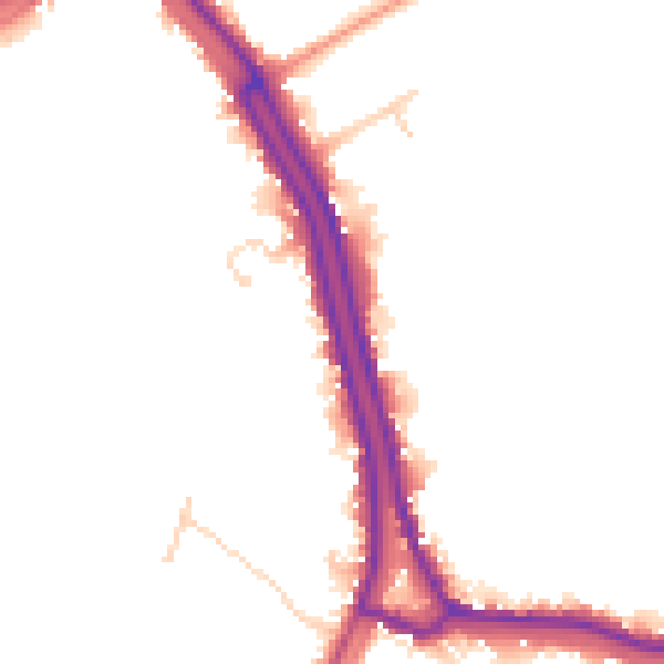 Daytime road noise heatmap for PE14 8TD