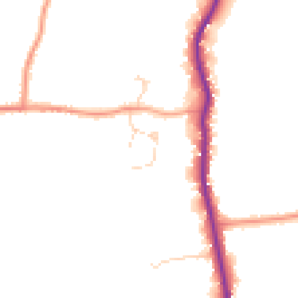 Daytime road noise heatmap for PE22 8AZ