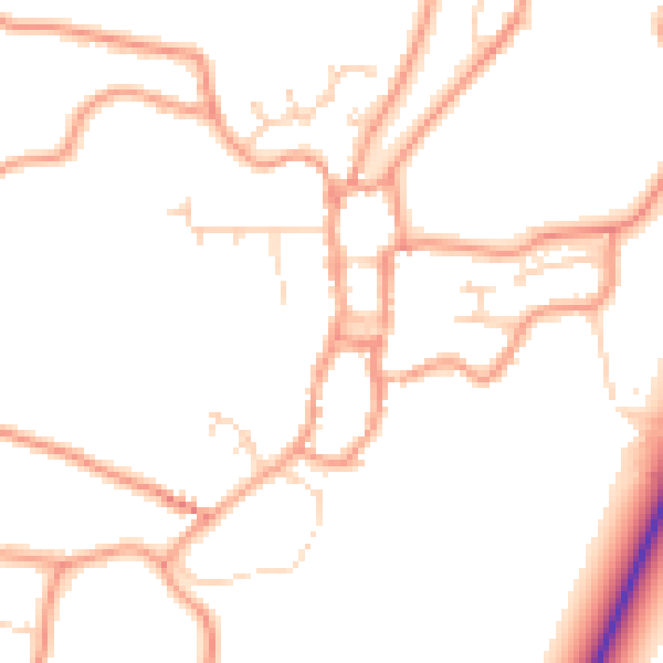 Daytime road noise heatmap for PE24 4BJ