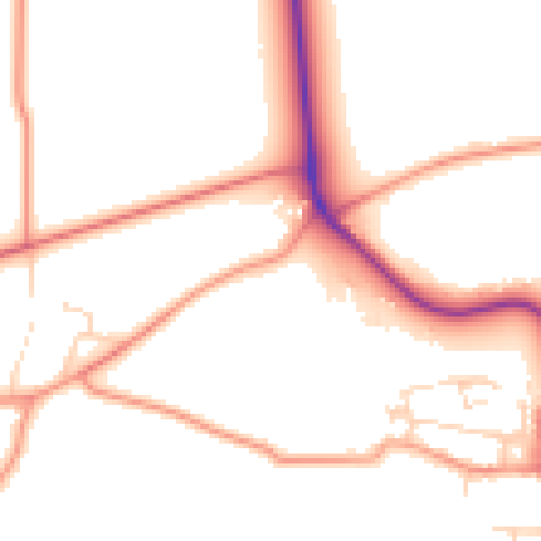 Daytime road noise heatmap for PE24 4UN