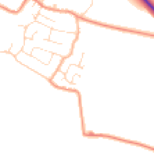 Daytime road noise heatmap for PE24 5BJ
