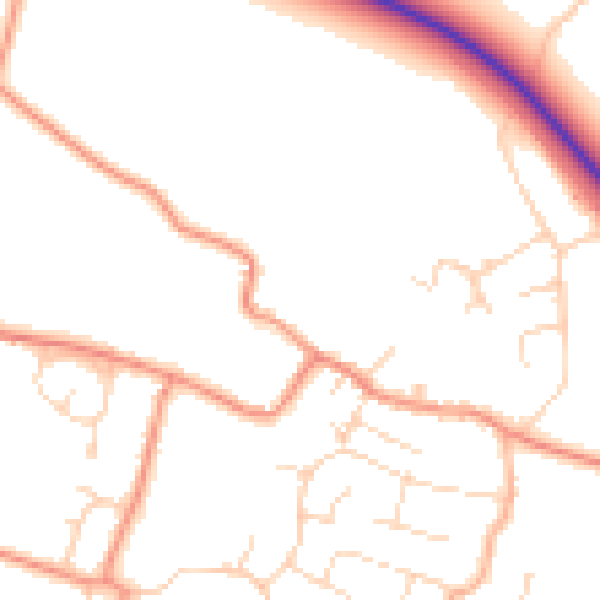 Daytime road noise heatmap for PE24 5JN